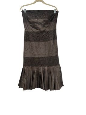 Banana Republic Chocolate Silk Lace Strapless Cocktail Dress Women's Size 10
